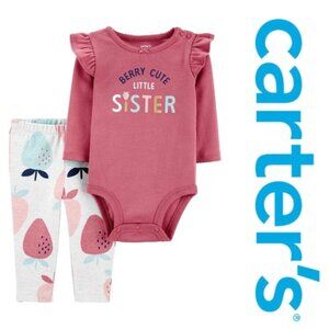 Carter's | "Berry Cute Little Sister" Bodysuit & Leggings Set | Size 6 Months